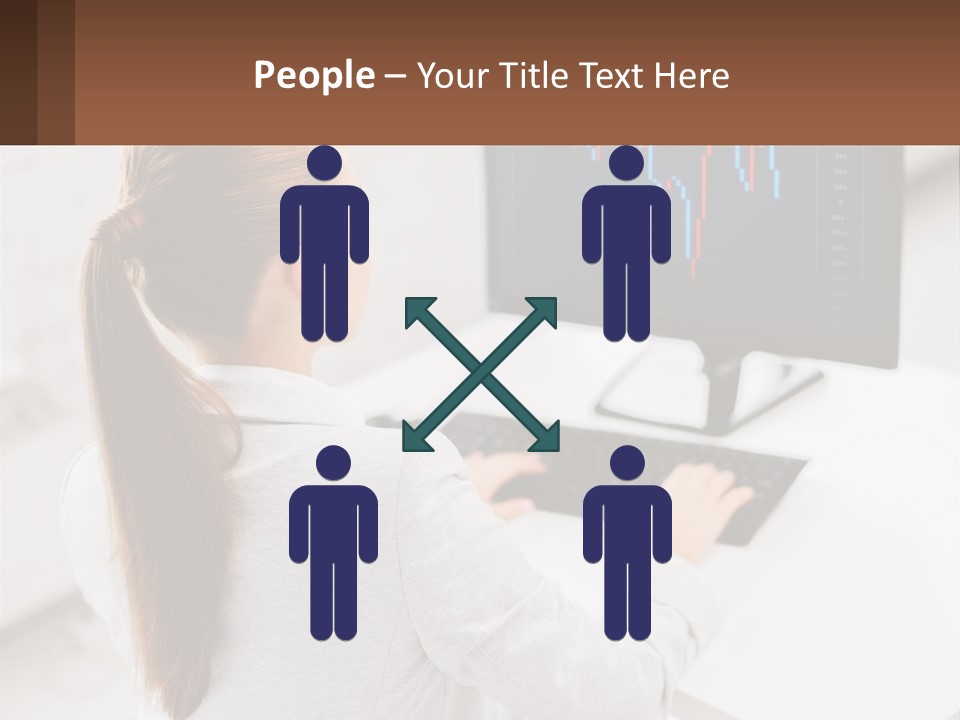 A Woman Sitting At A Desk With A Computer PowerPoint Template