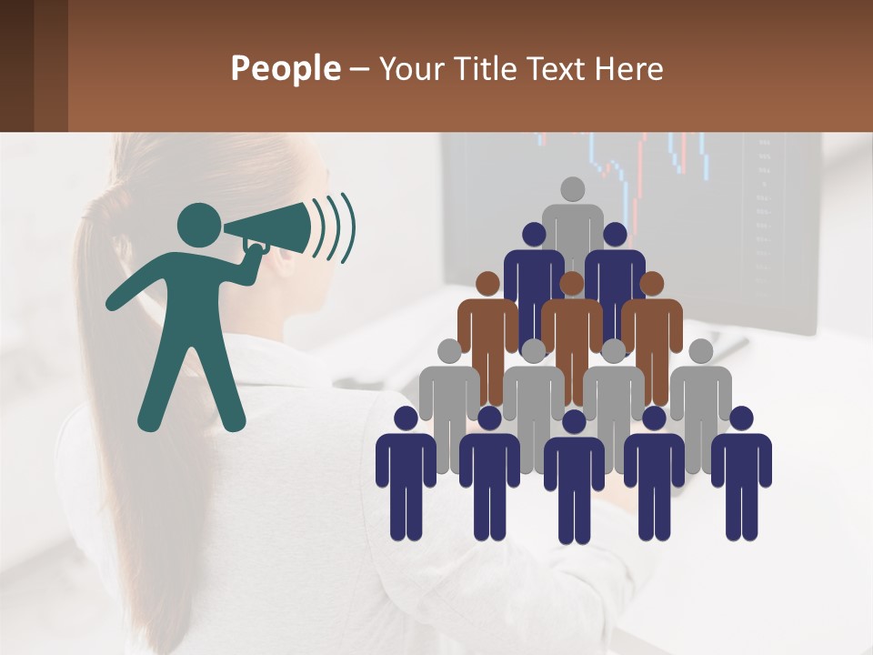 A Woman Sitting At A Desk With A Computer PowerPoint Template