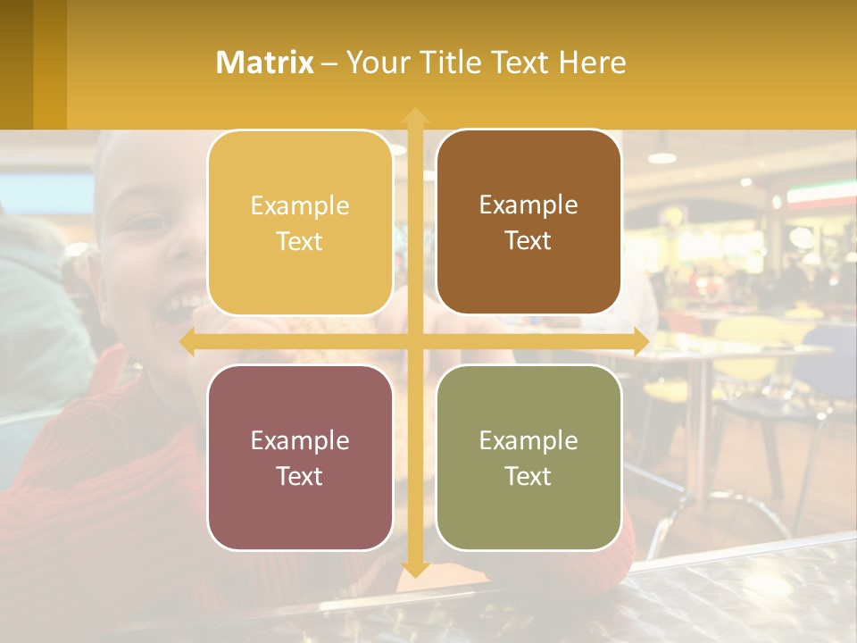 A Young Boy Eating A Sandwich In A Restaurant PowerPoint Template