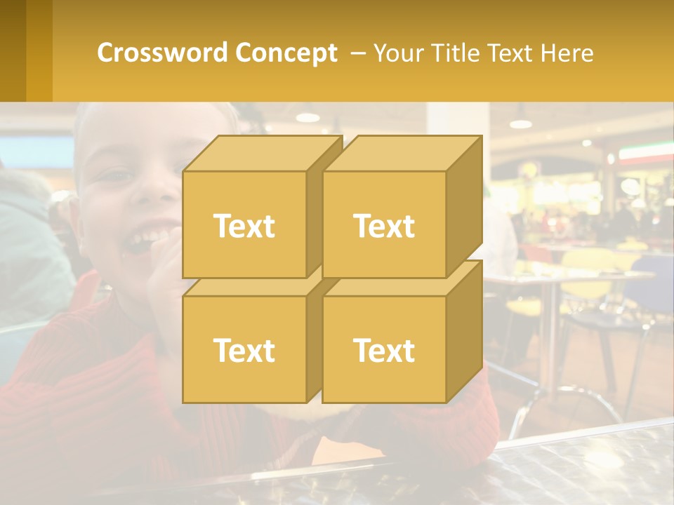 A Young Boy Eating A Sandwich In A Restaurant PowerPoint Template