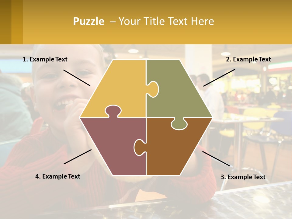 A Young Boy Eating A Sandwich In A Restaurant PowerPoint Template