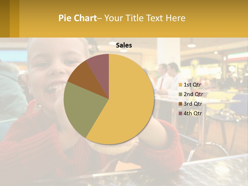 A Young Boy Eating A Sandwich In A Restaurant PowerPoint Template