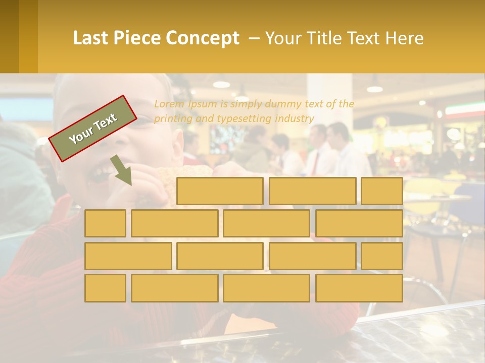 A Young Boy Eating A Sandwich In A Restaurant PowerPoint Template