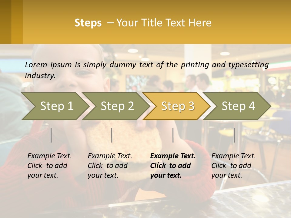 A Young Boy Eating A Sandwich In A Restaurant PowerPoint Template