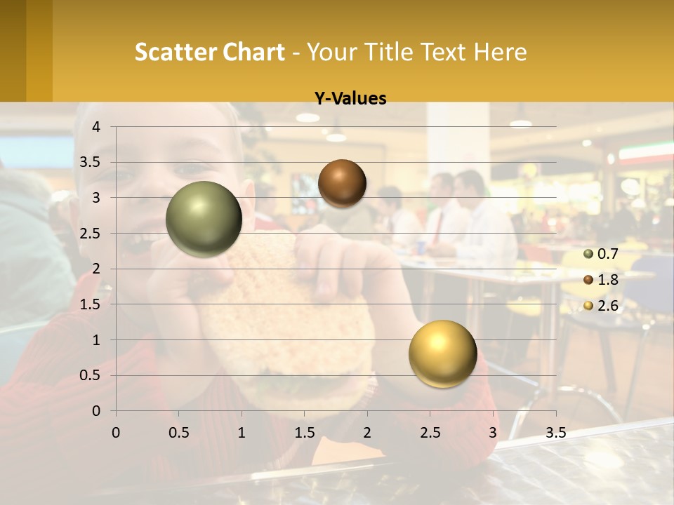 A Young Boy Eating A Sandwich In A Restaurant PowerPoint Template