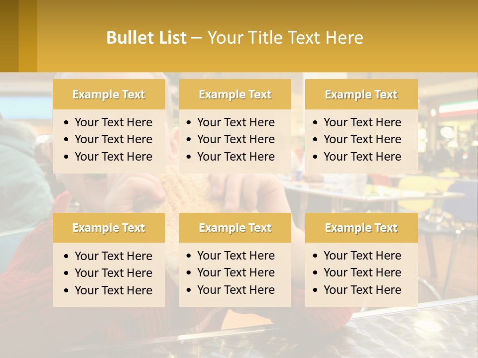 A Young Boy Eating A Sandwich In A Restaurant PowerPoint Template