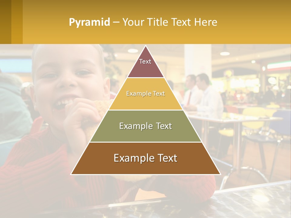 A Young Boy Eating A Sandwich In A Restaurant PowerPoint Template