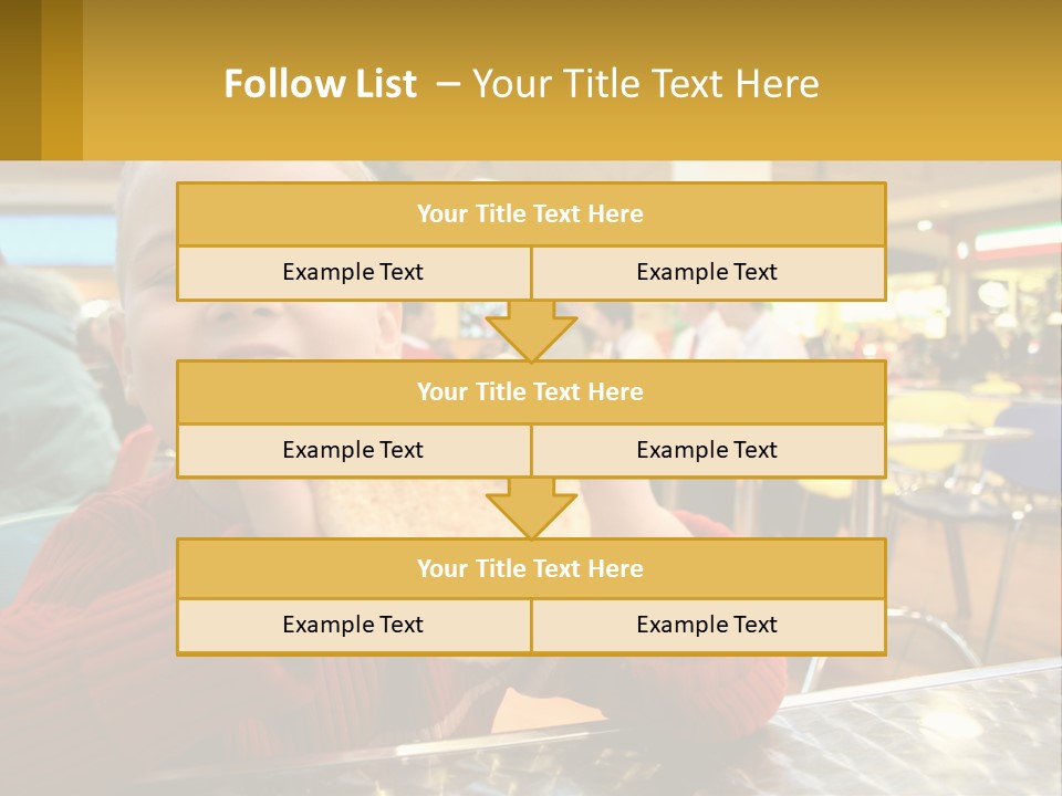 A Young Boy Eating A Sandwich In A Restaurant PowerPoint Template