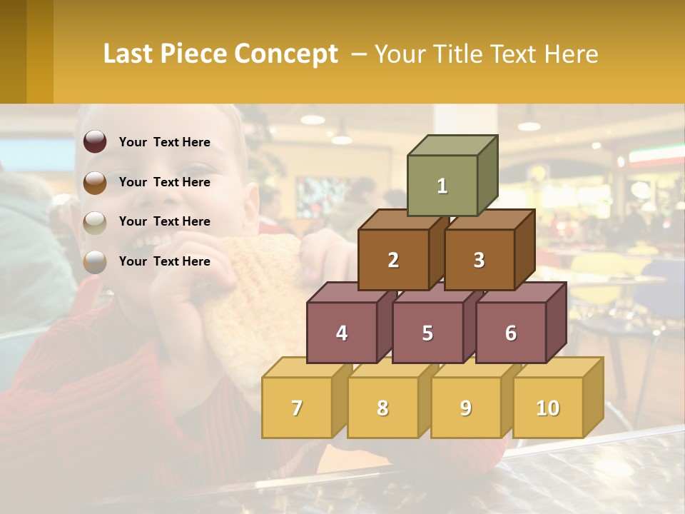 A Young Boy Eating A Sandwich In A Restaurant PowerPoint Template