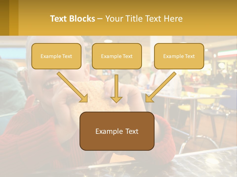 A Young Boy Eating A Sandwich In A Restaurant PowerPoint Template