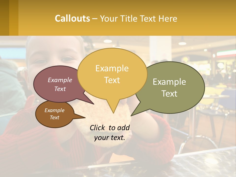 A Young Boy Eating A Sandwich In A Restaurant PowerPoint Template