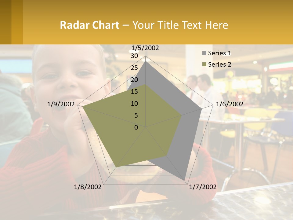 A Young Boy Eating A Sandwich In A Restaurant PowerPoint Template