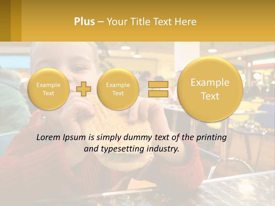 A Young Boy Eating A Sandwich In A Restaurant PowerPoint Template