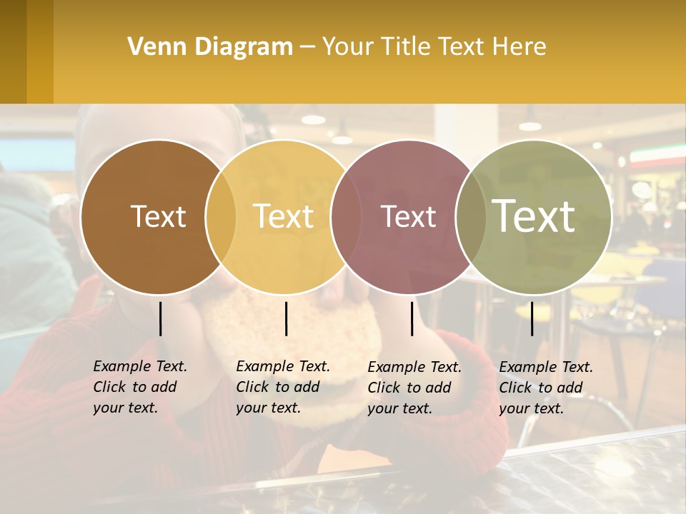 A Young Boy Eating A Sandwich In A Restaurant PowerPoint Template