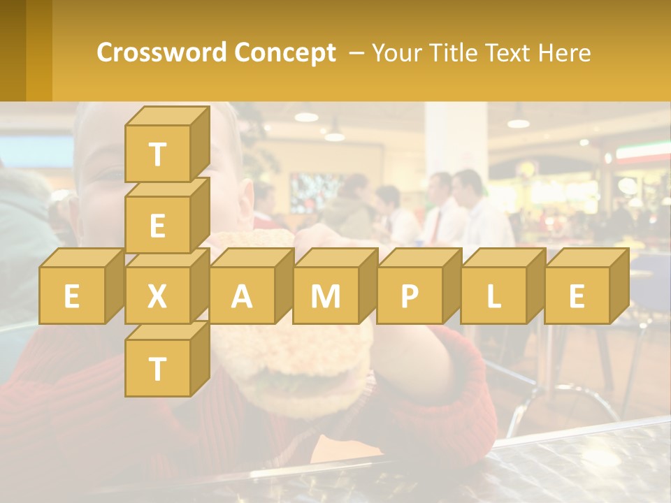 A Young Boy Eating A Sandwich In A Restaurant PowerPoint Template