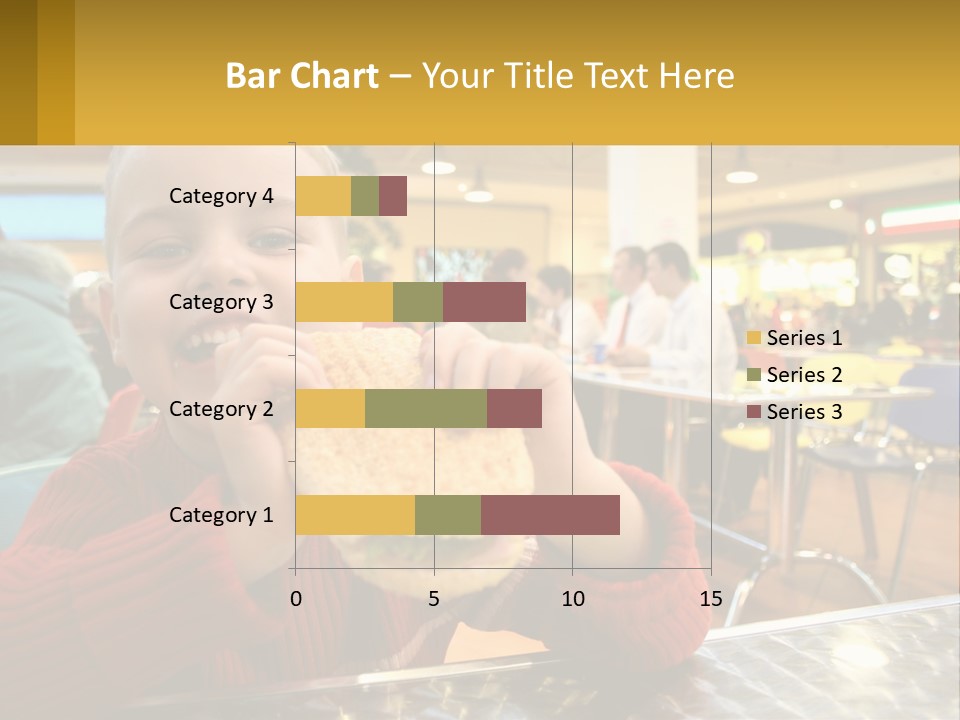 A Young Boy Eating A Sandwich In A Restaurant PowerPoint Template
