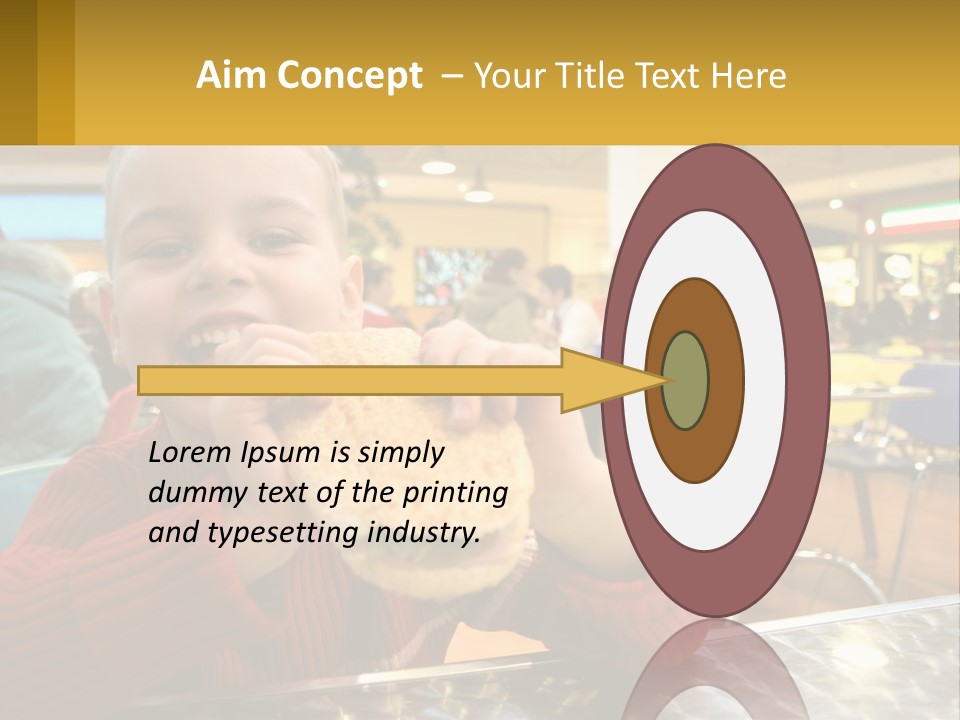 A Young Boy Eating A Sandwich In A Restaurant PowerPoint Template