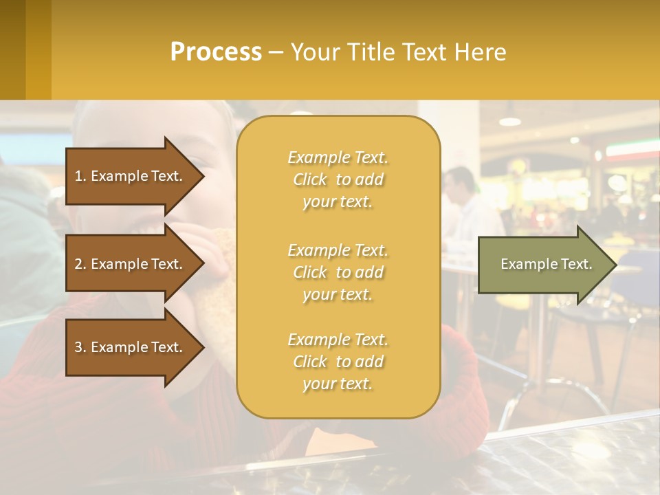 A Young Boy Eating A Sandwich In A Restaurant PowerPoint Template