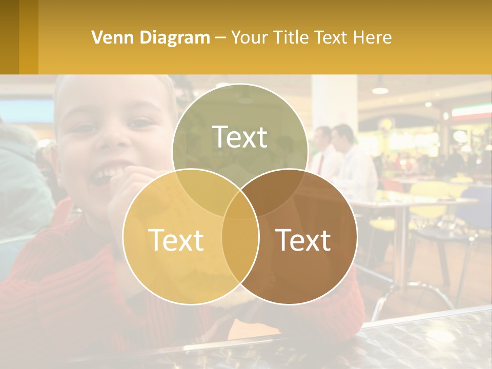 A Young Boy Eating A Sandwich In A Restaurant PowerPoint Template