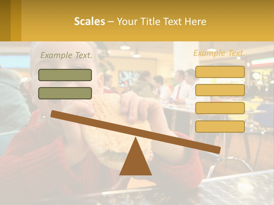 A Young Boy Eating A Sandwich In A Restaurant PowerPoint Template