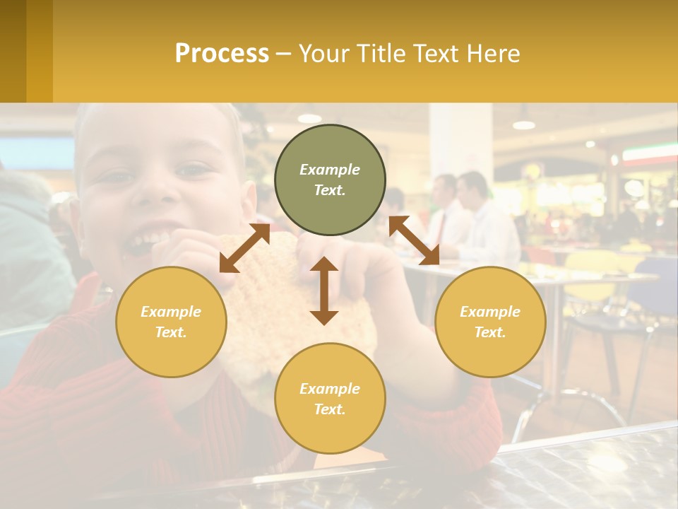 A Young Boy Eating A Sandwich In A Restaurant PowerPoint Template