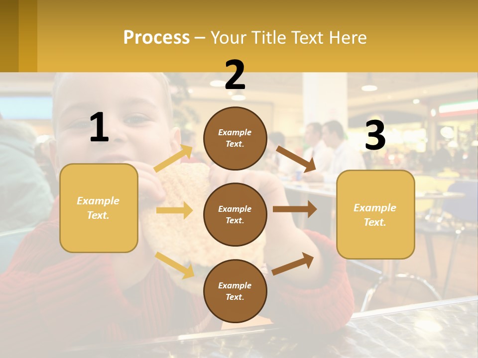 A Young Boy Eating A Sandwich In A Restaurant PowerPoint Template