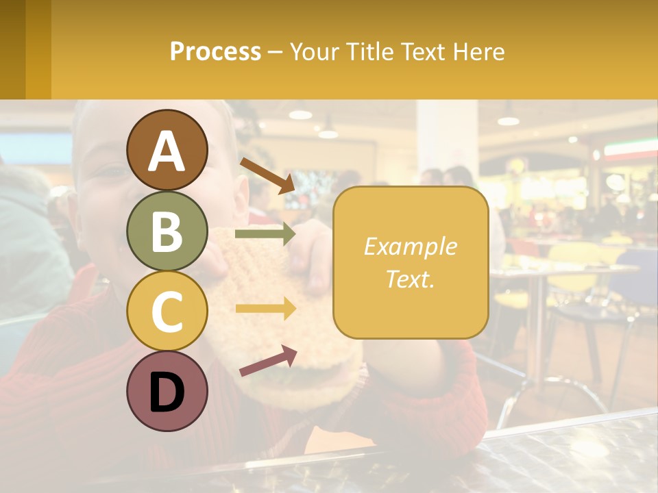 A Young Boy Eating A Sandwich In A Restaurant PowerPoint Template