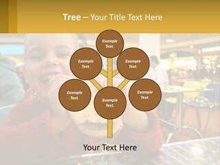 A Young Boy Eating A Sandwich In A Restaurant PowerPoint Template