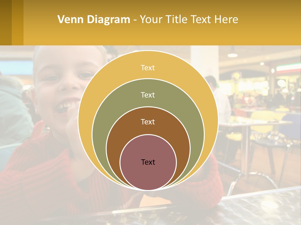 A Young Boy Eating A Sandwich In A Restaurant PowerPoint Template