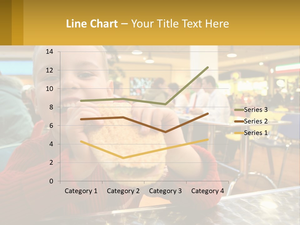 A Young Boy Eating A Sandwich In A Restaurant PowerPoint Template