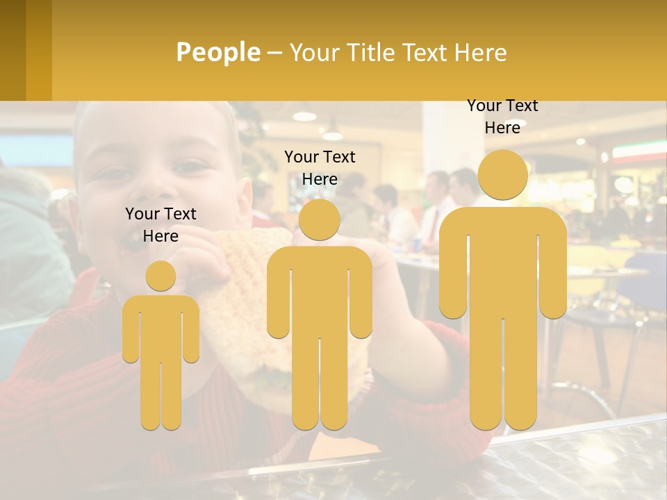 A Young Boy Eating A Sandwich In A Restaurant PowerPoint Template