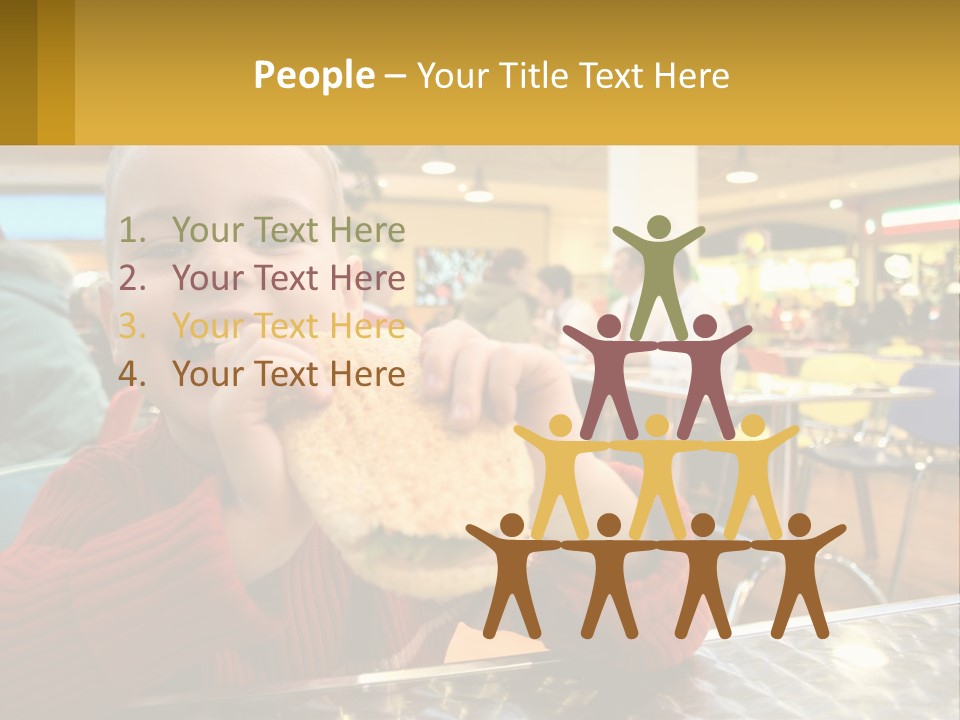 A Young Boy Eating A Sandwich In A Restaurant PowerPoint Template