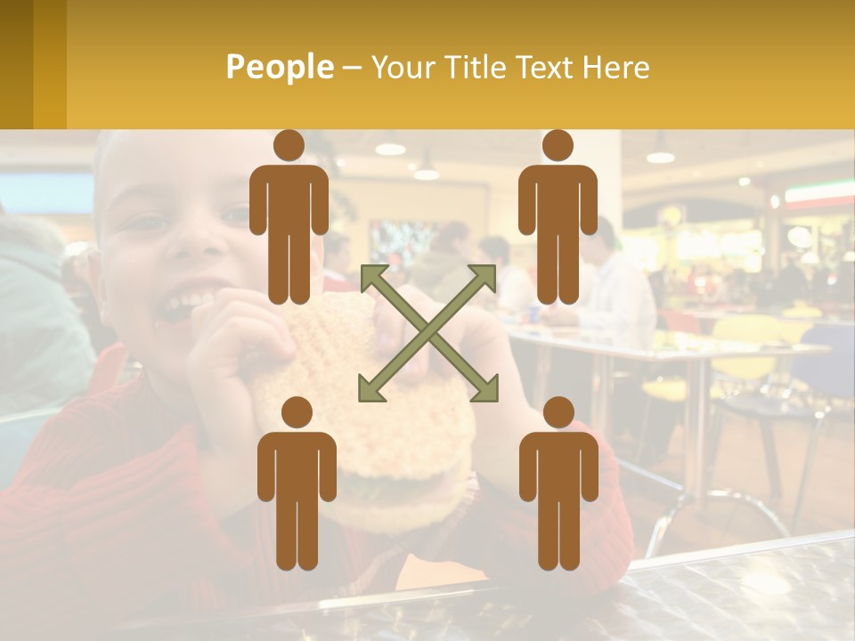 A Young Boy Eating A Sandwich In A Restaurant PowerPoint Template
