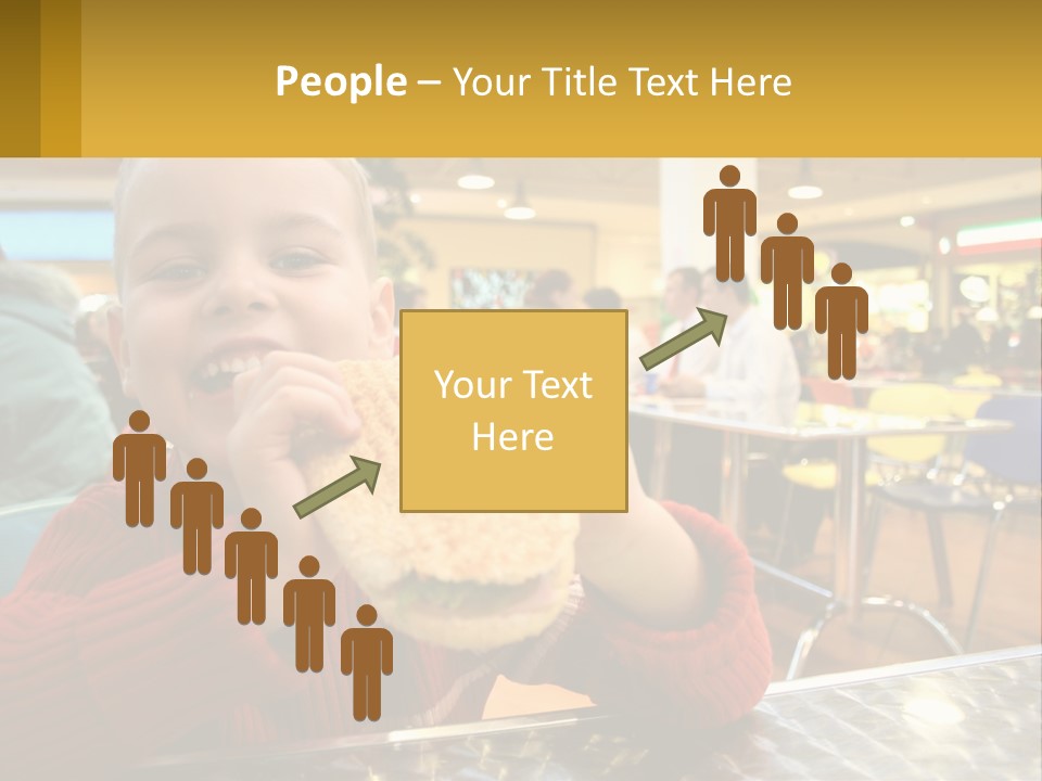 A Young Boy Eating A Sandwich In A Restaurant PowerPoint Template