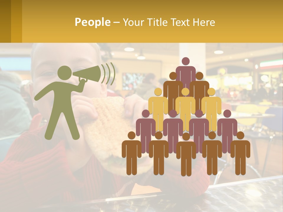 A Young Boy Eating A Sandwich In A Restaurant PowerPoint Template