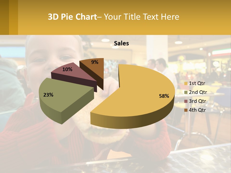 A Young Boy Eating A Sandwich In A Restaurant PowerPoint Template