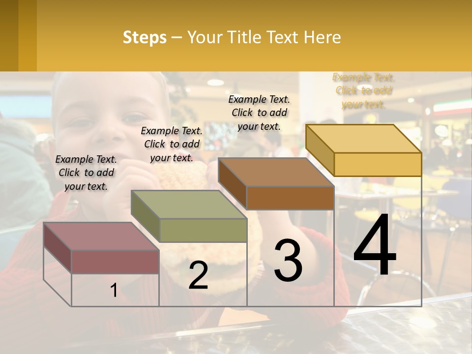 A Young Boy Eating A Sandwich In A Restaurant PowerPoint Template