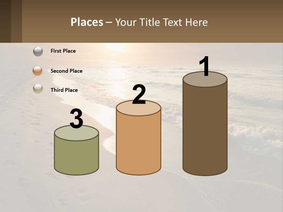 A Sandy Beach With Footprints In The Sand PowerPoint Template