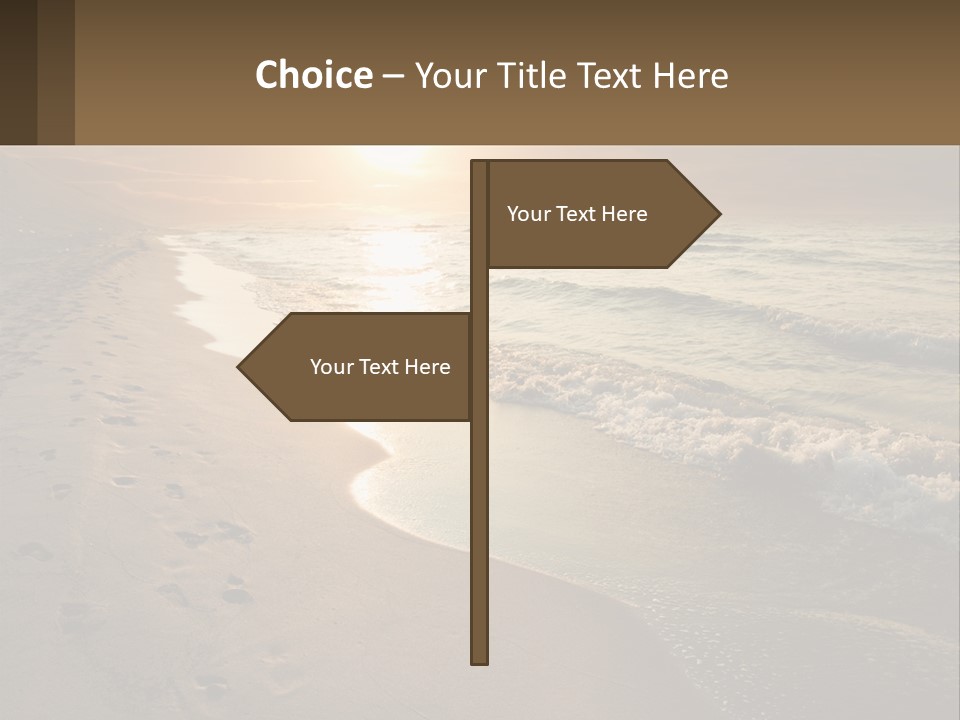 A Sandy Beach With Footprints In The Sand PowerPoint Template