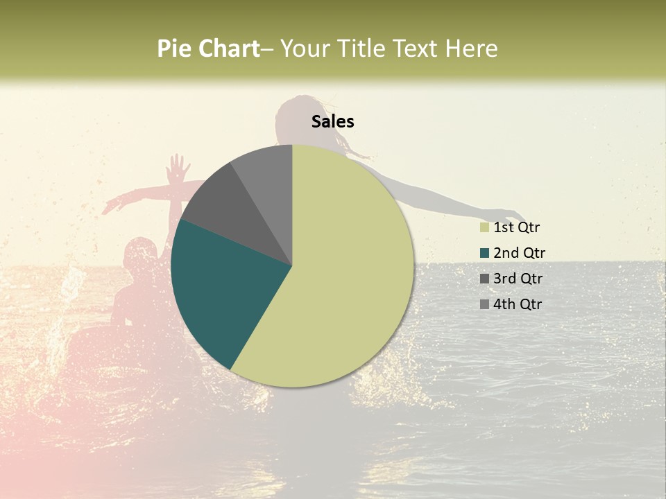A Group Of People Playing In The Water At Sunset PowerPoint Template
