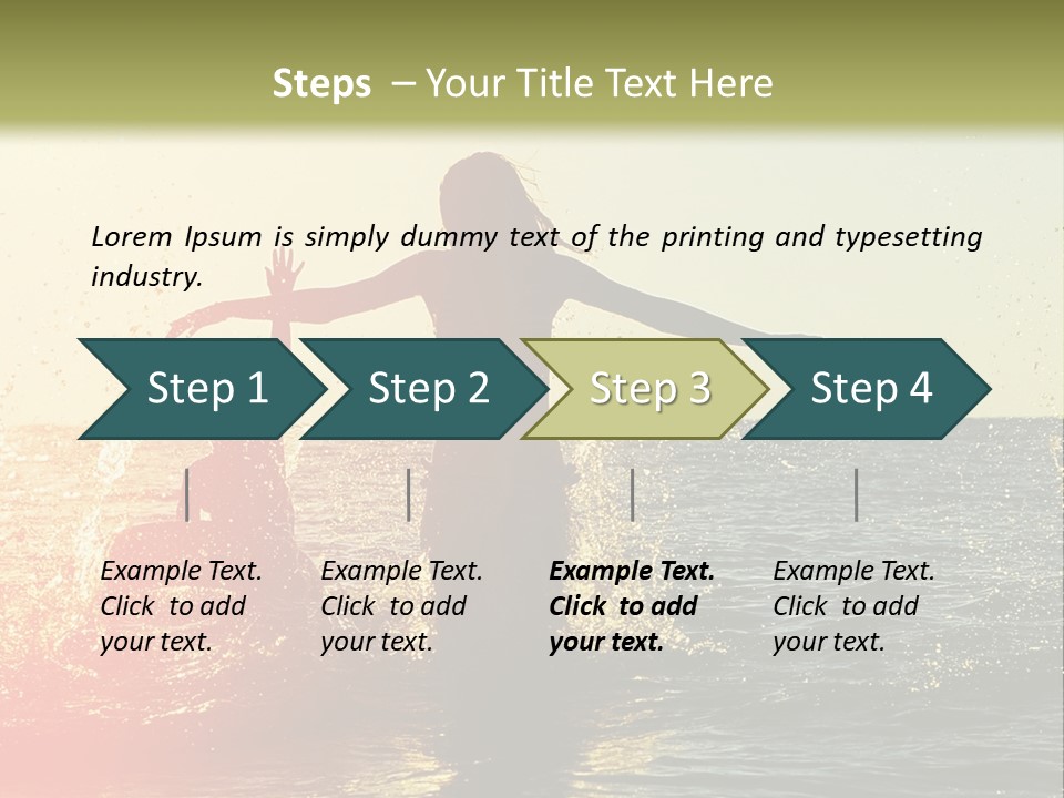 A Group Of People Playing In The Water At Sunset PowerPoint Template