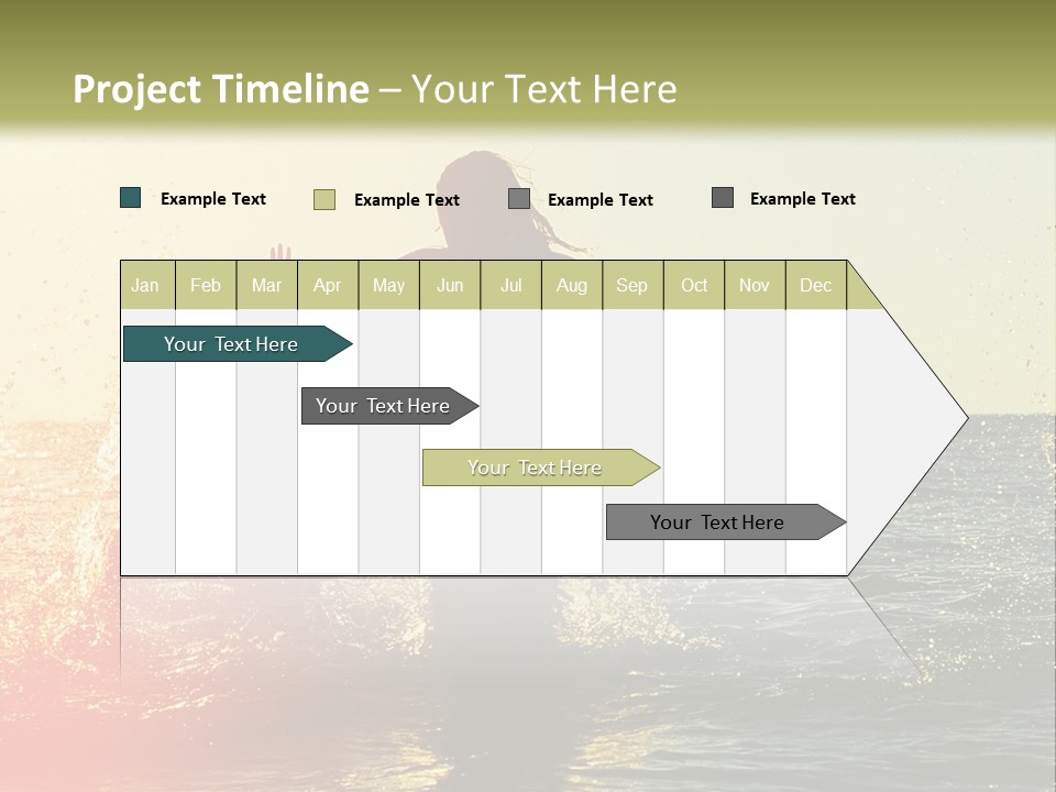 A Group Of People Playing In The Water At Sunset PowerPoint Template