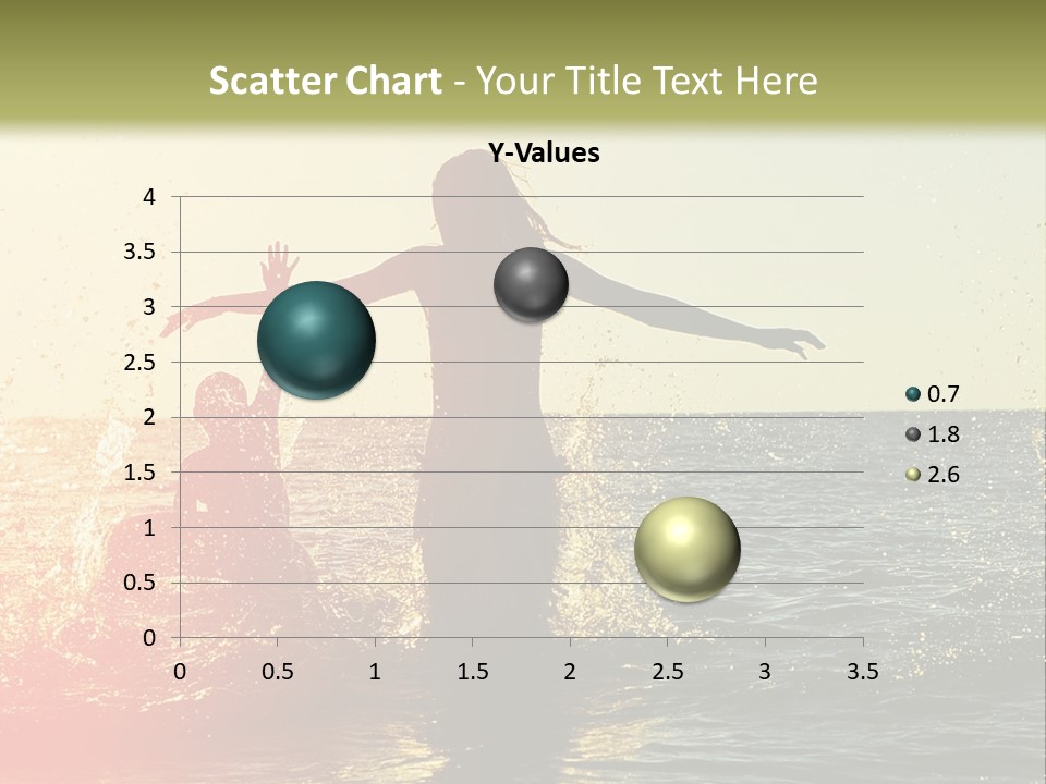 A Group Of People Playing In The Water At Sunset PowerPoint Template