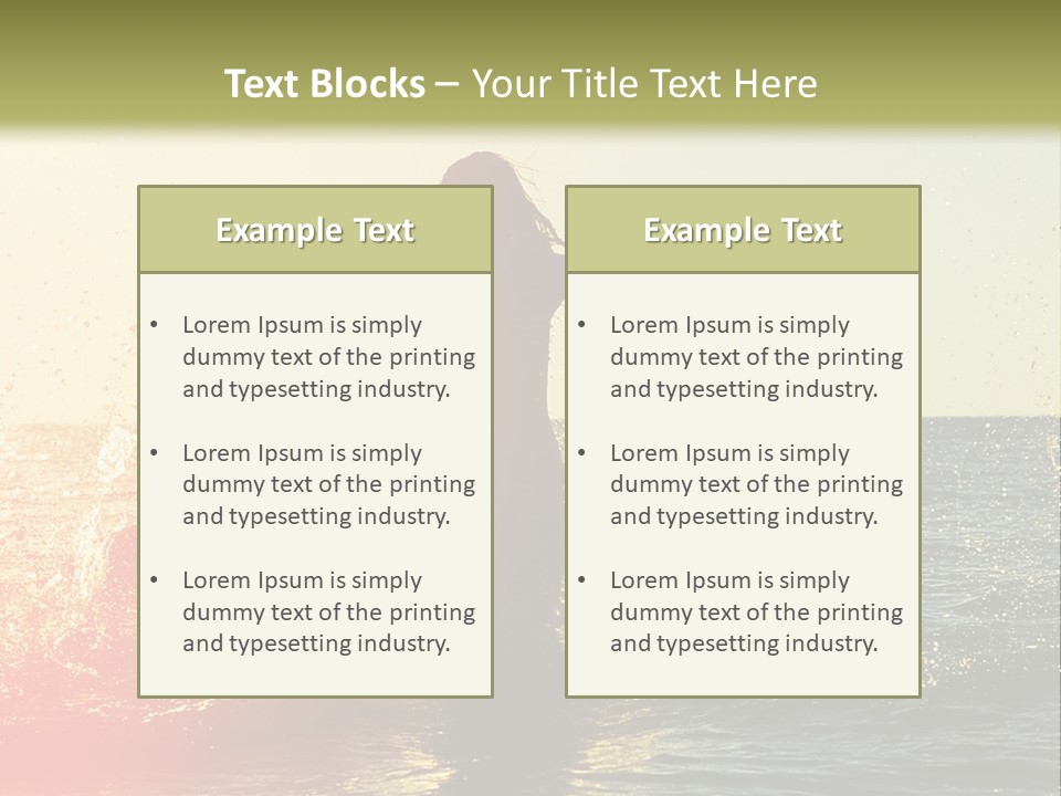 A Group Of People Playing In The Water At Sunset PowerPoint Template