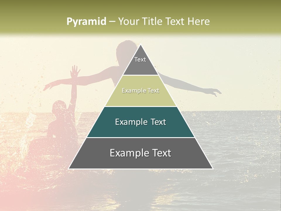 A Group Of People Playing In The Water At Sunset PowerPoint Template