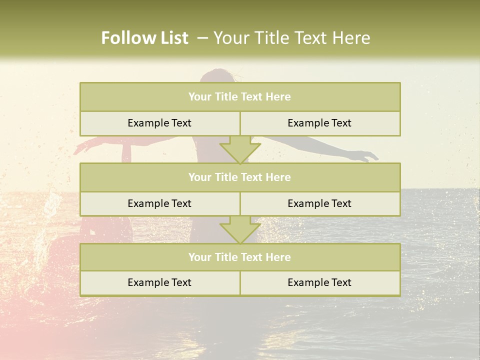 A Group Of People Playing In The Water At Sunset PowerPoint Template
