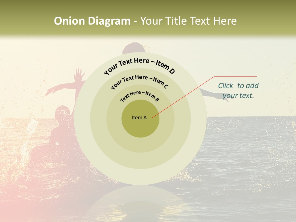 A Group Of People Playing In The Water At Sunset PowerPoint Template