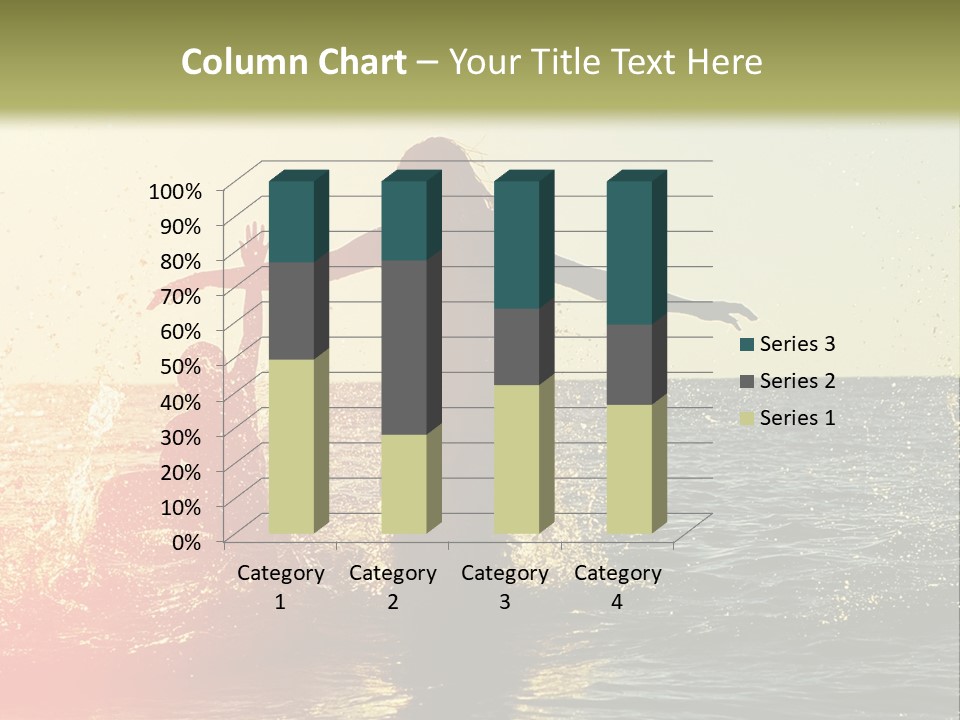 A Group Of People Playing In The Water At Sunset PowerPoint Template