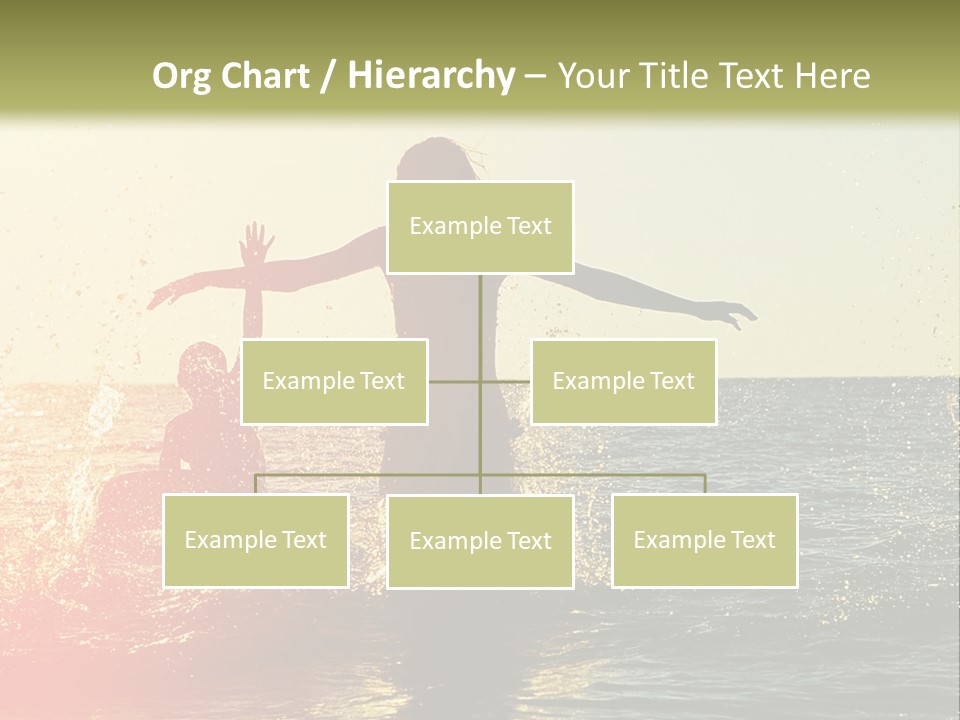 A Group Of People Playing In The Water At Sunset PowerPoint Template