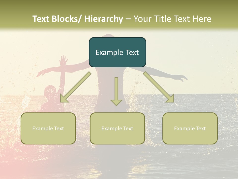 A Group Of People Playing In The Water At Sunset PowerPoint Template